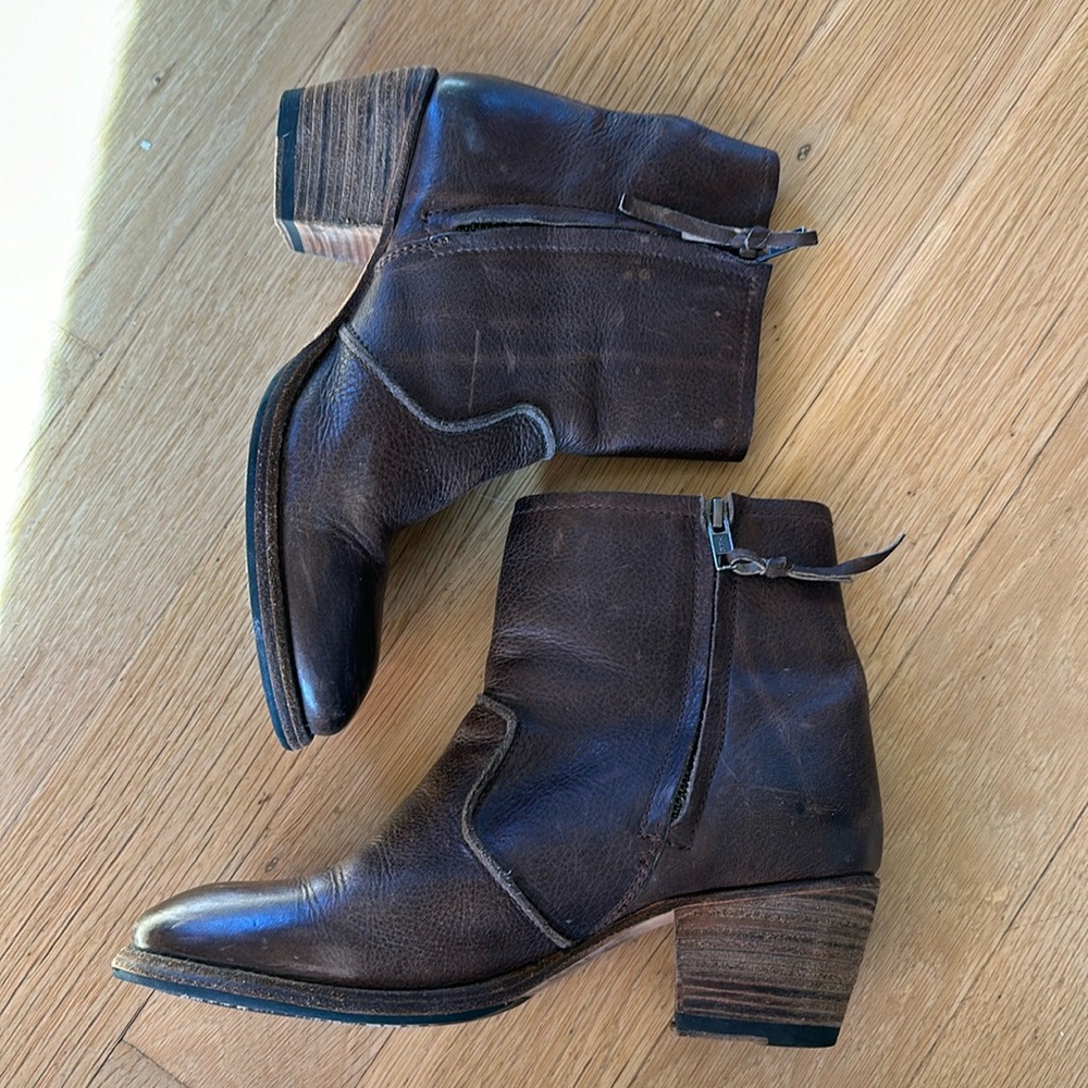 EUC distressed leather ankle boots